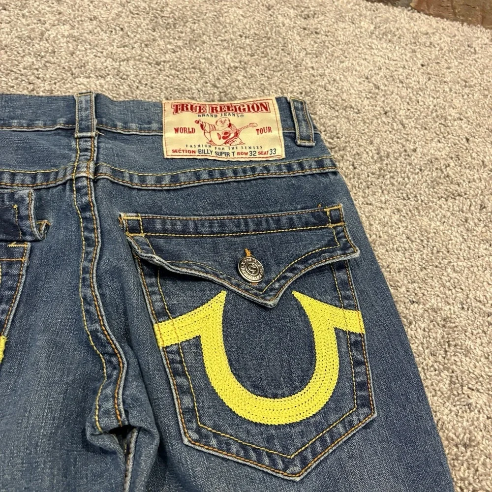 Y2K True Religion Billy Super T Jeans 32x33 FIT 34x33 5 Pocket USA Unique Biker